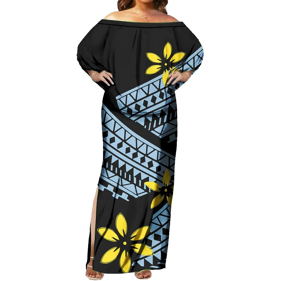 Factory Outlet Customized On Demand Dress Polynesian Luxury Design Dresses Women Elegant Sexy Slit Dress