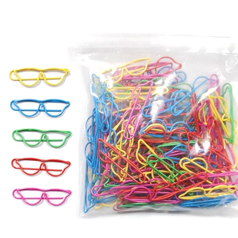 unique colorful eyeglasses shaped paper clips for office stationery gift sets eye health care advisement supplies 30 pcs per box