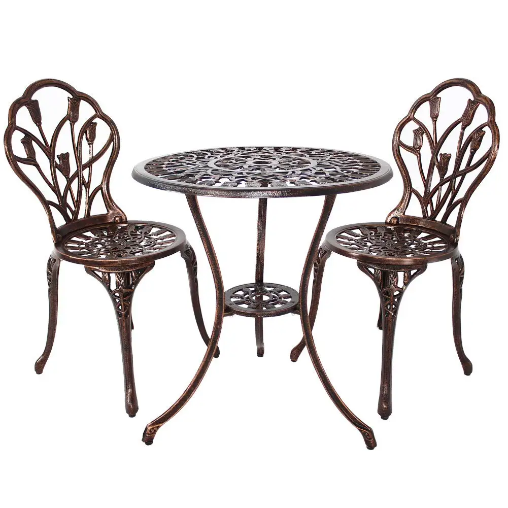 3 piece rose style outdoor garden furniture cast iron bistro chair