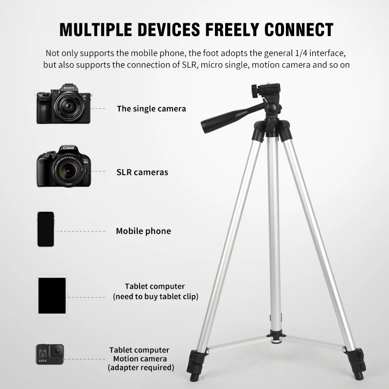360 Rotating Adjustable Angle 150CM 59' Professional Overhead Tripod Mobile Phone dslr Camera Holder Tripod Stand
