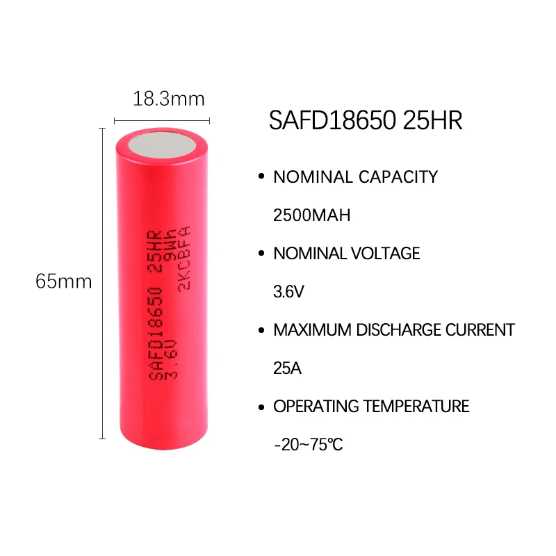 SAFD NCA 25HR 3.7V 2500mAh Original 100% 2450mAh High discharge Lithium Polymer Cell