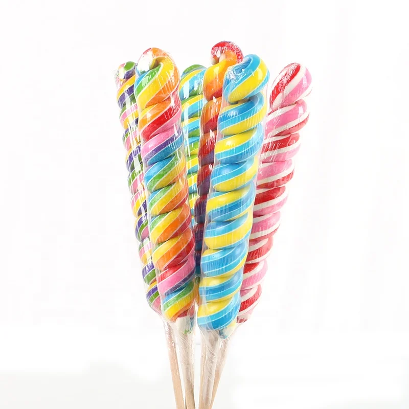 Tropical fruit Flavor Handmade Unicorn shape Solid Swirl Stick Lollipop Candy