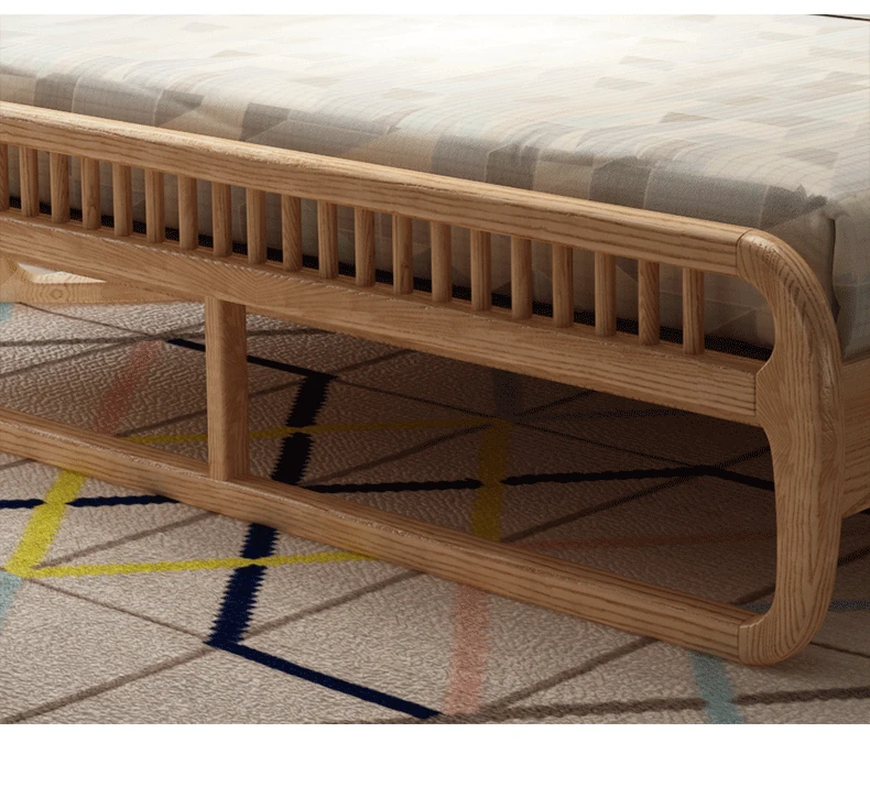 Nordic Solid Wood Bed 1.8 m  White Wax Wood Wedding /Simple Personality Creative Bed Double Bed