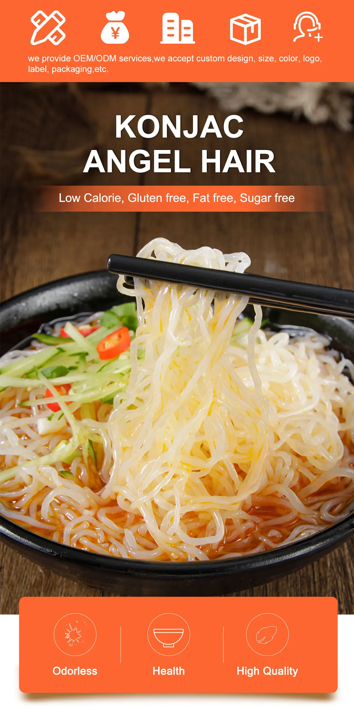 Keto Paleo Friendly Angel Hair Pasta Noodleswith Gluten-Free Shirataki Oat Fiber