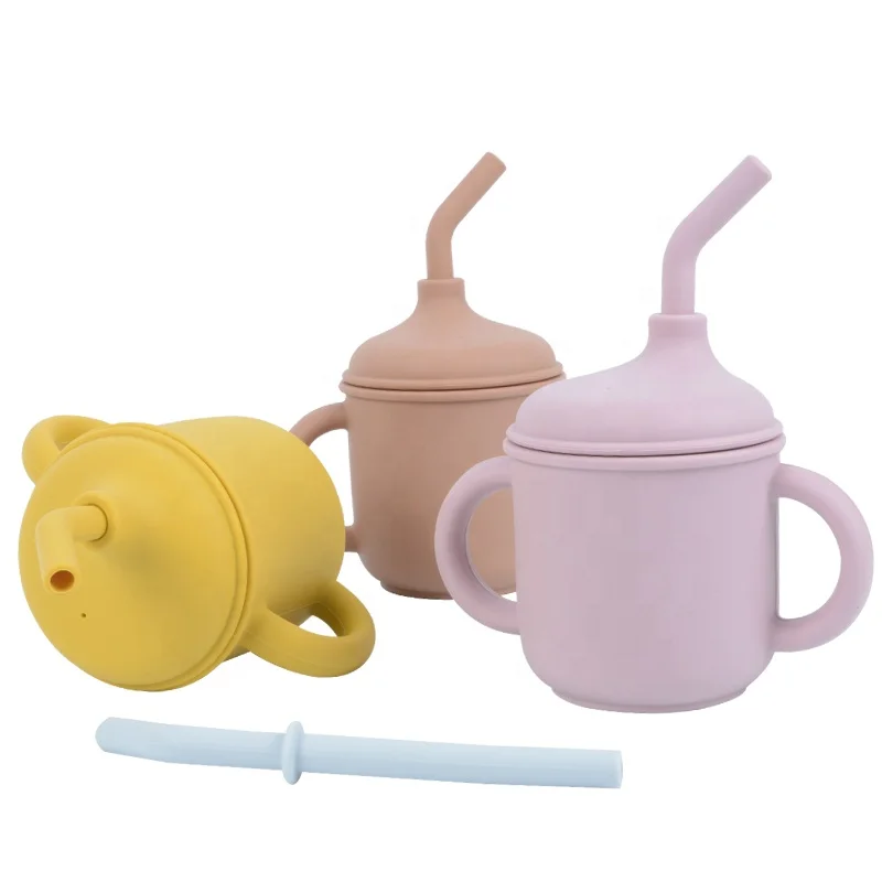 Уникальные товары для продажи не содержит Бисфенол А пищевой мягкий материал Обучающий набор детская силиконовая соломинка чашка напитков