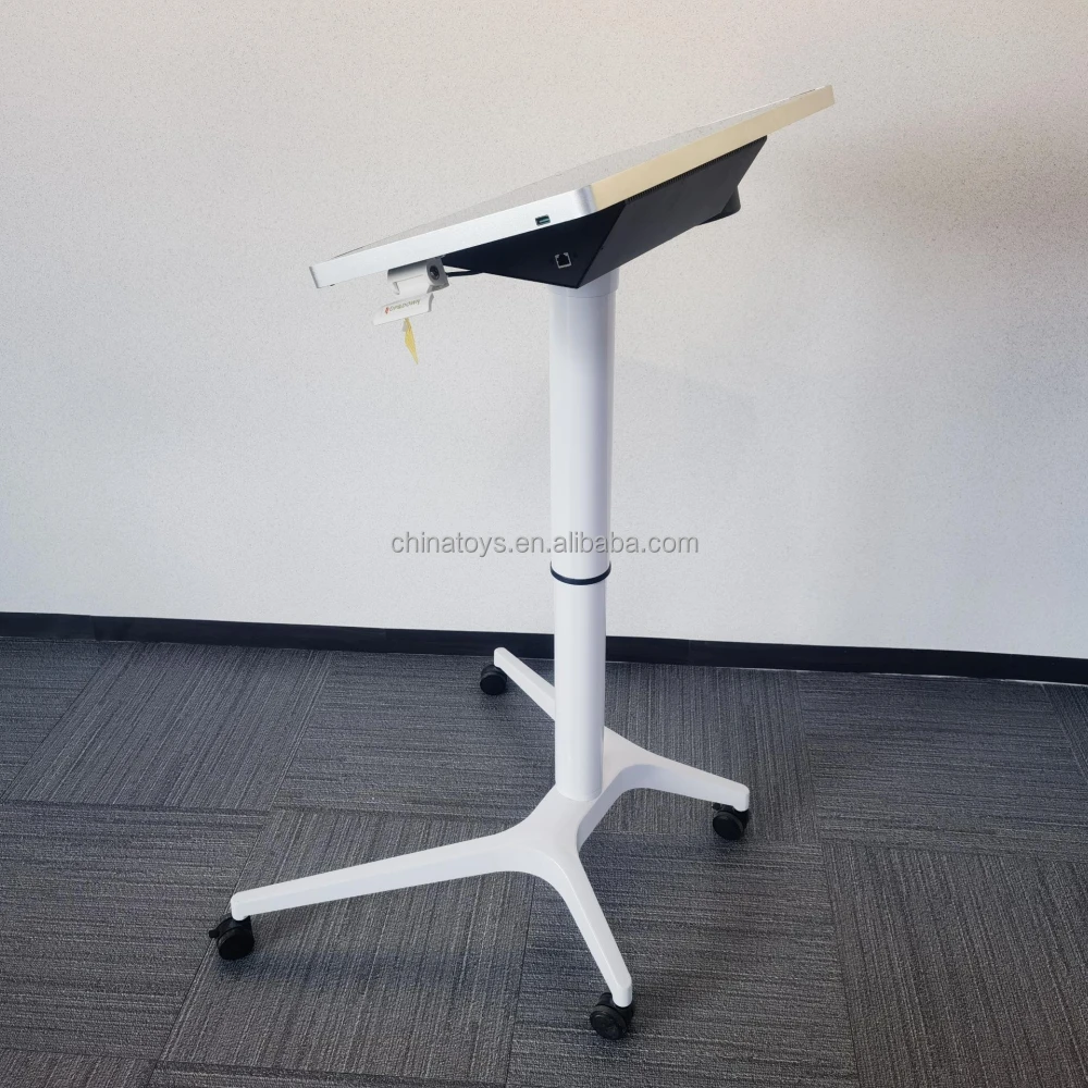 Modern high performance Power over Ethernet pneumatic lifting lecture table light podium for smart classroom & training room