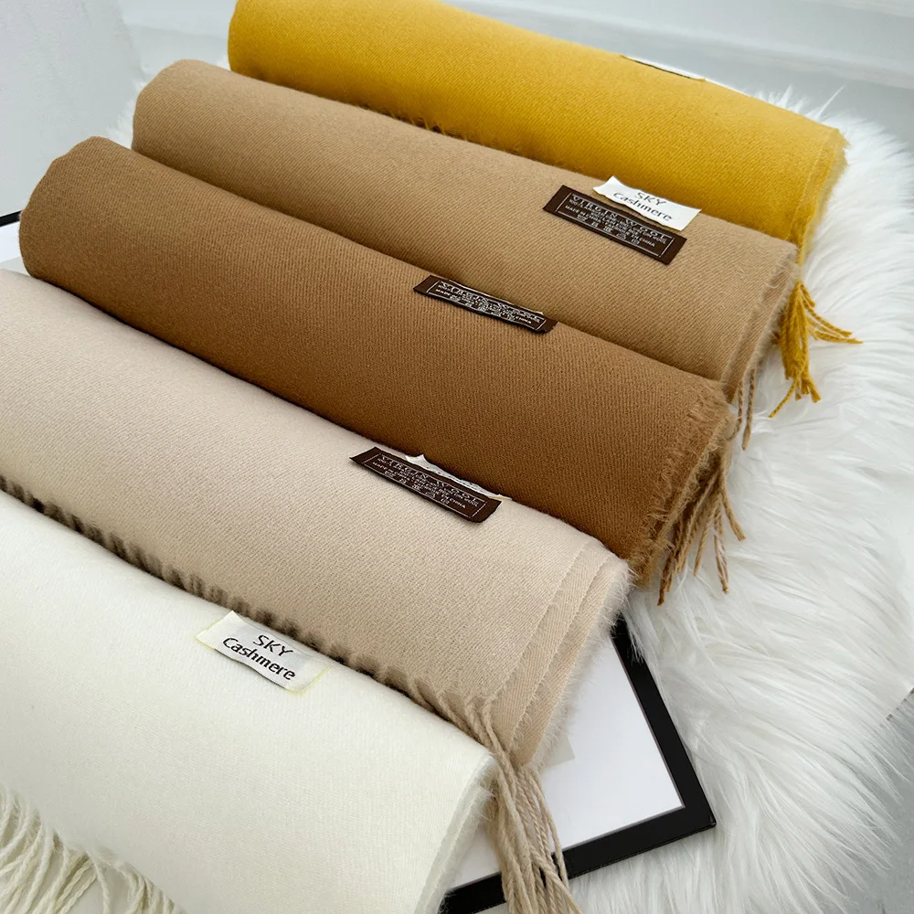 New solid-coloured fashion scarf female winter street travel faux cashmere warm long scarf