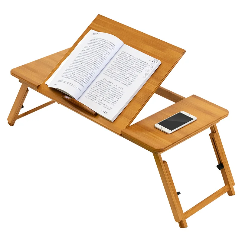 Bamboo Table Laptop Desk Adjustable Drawing Desk Foldable Tray