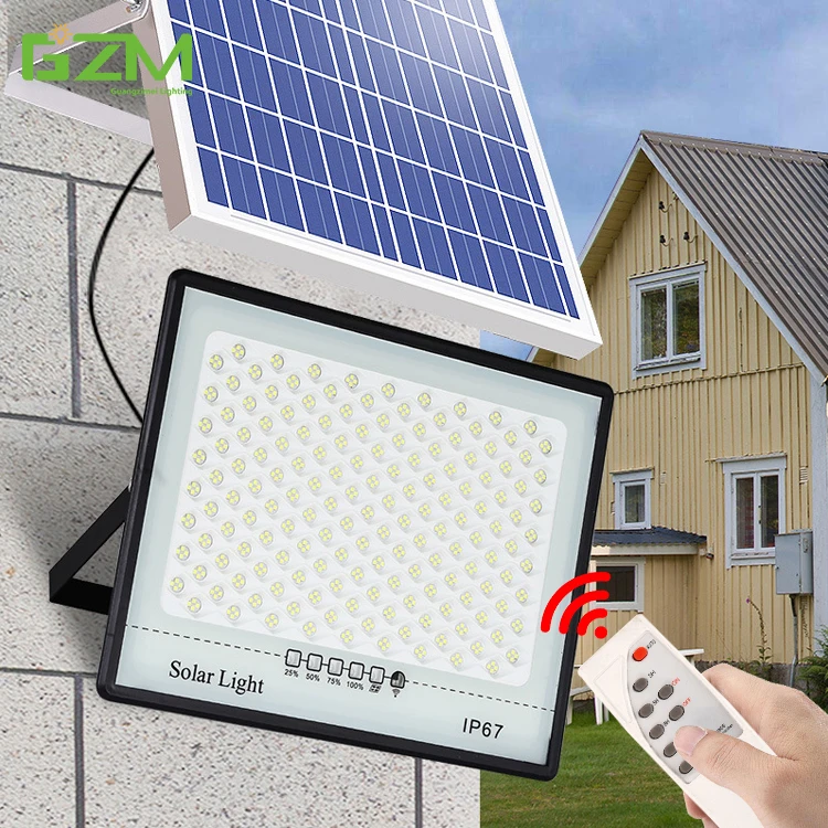 High Power Remote Control Outdoor Garden Tennis Court Light Waterproof Ip67 50w 100w 200w 300w 400w 500w Solar Flood Lamp