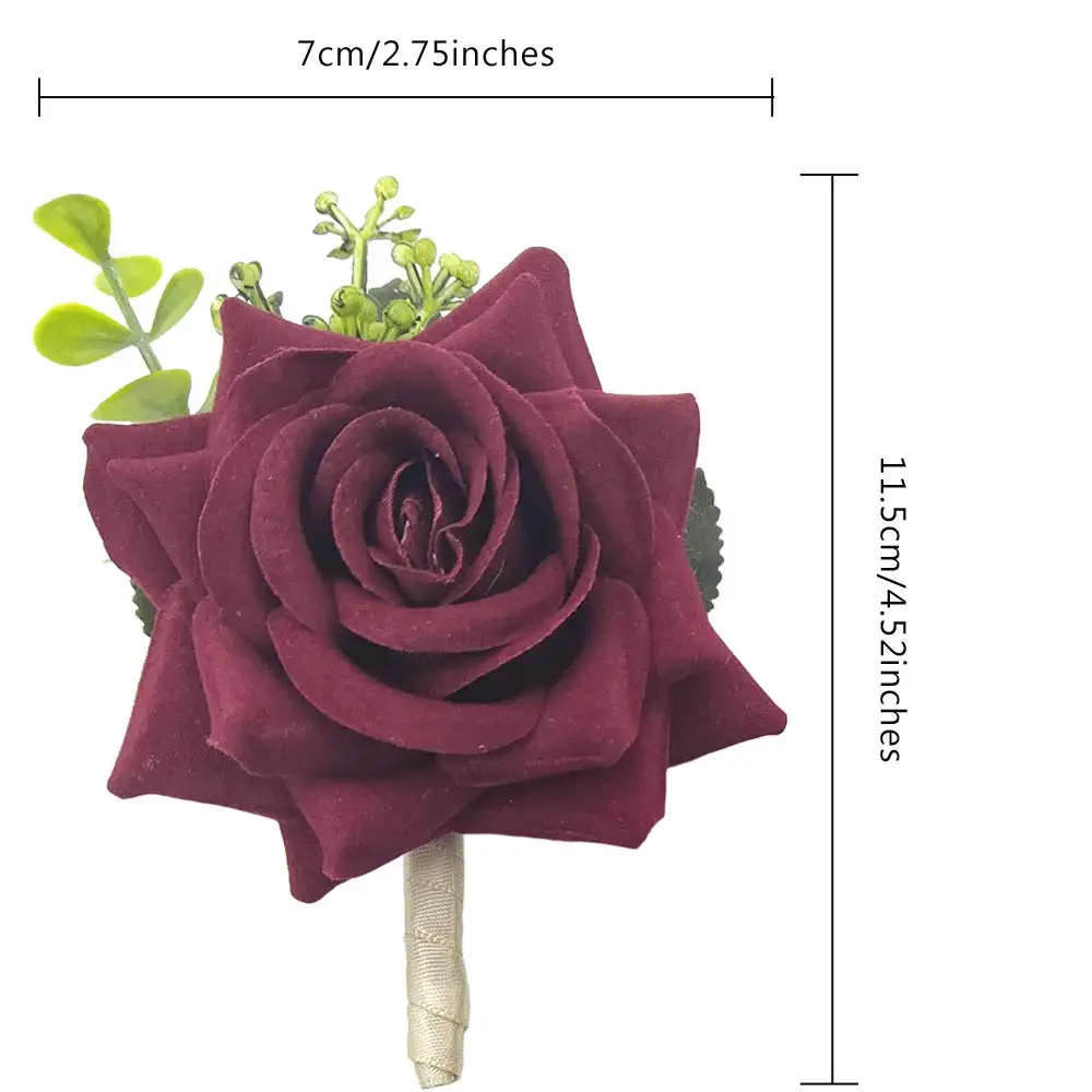 Wedding Prom Corsage and Boutonniere Set, Rose Wrist Corsage Ribbon Bracelet, Artificial Flower Wedding Accessories