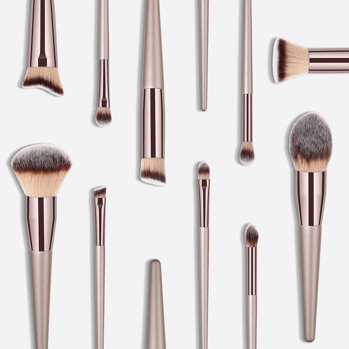 Private Label Makeup Brush Set  Champagne Gold Single Piece 4 Piece & 10 Piece & 14 Piece Set Cosmetics Tools Brush