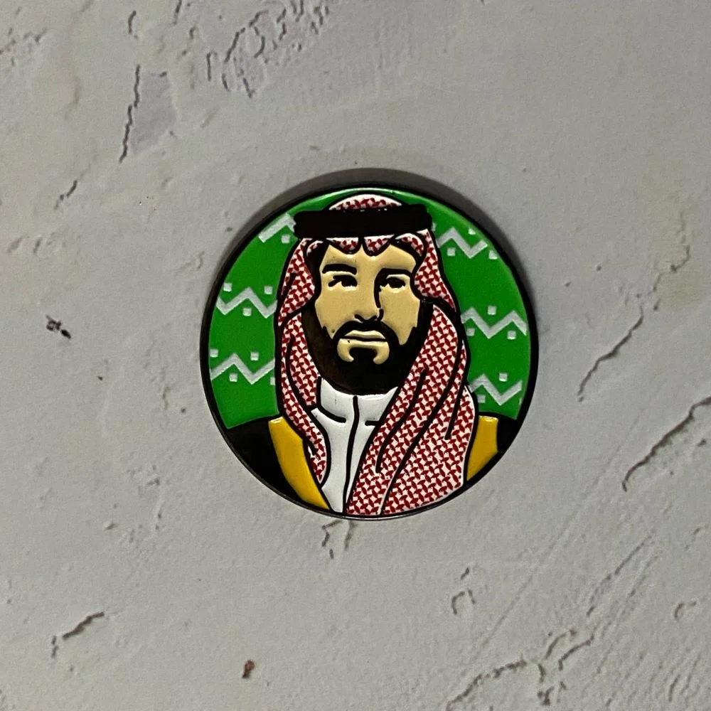Wholesales Custom Ksa MBS Saudi National Flag Emblem Pin King Prince&crown Prince brooch pin Badge