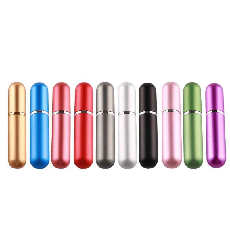 Custom Portable 5ml Small Mini Travel Aluminium Refillable Perfume Atomizer Hand Sanitizing Spray Bottle With Color Packing Box