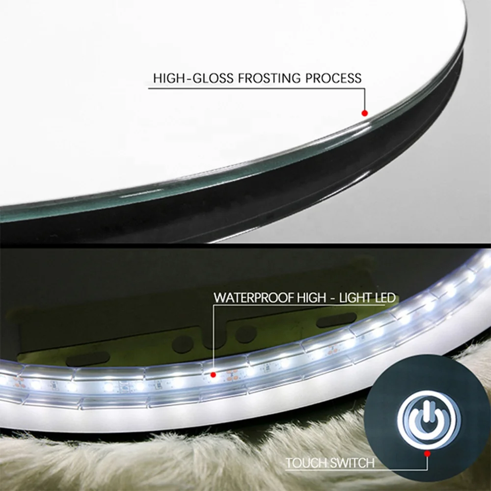 touch screen smart bathroom mirror with light LED wall bath mirrors with demister hotel makeup led mirror