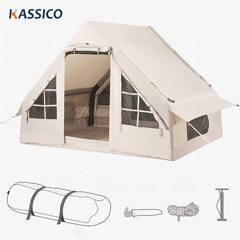 Customized 6.3/12m2 Luxury Air Inflatable Camping Tent Outdoor Glamping Blow-Up Tent For Four Season