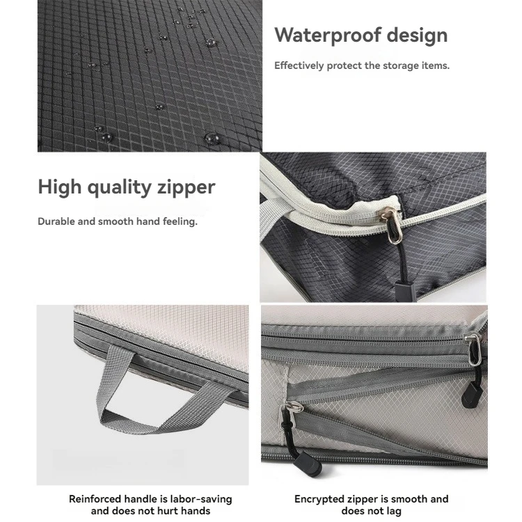 4-Set Compression Packing Cubes Large Lightweight Nylon Suitcase Organizer Bags Zipper Closure Vacation Travel