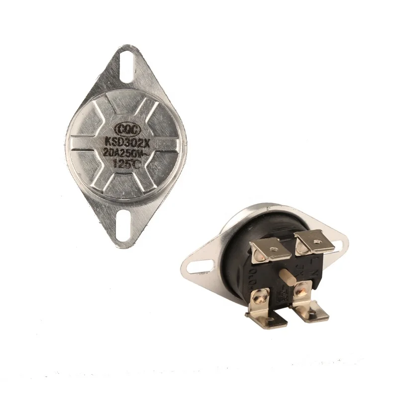 
Thermostat KSD302X 125C Degree Celsius Electric Kettle Connector Temperature Controller Round Tetragon 