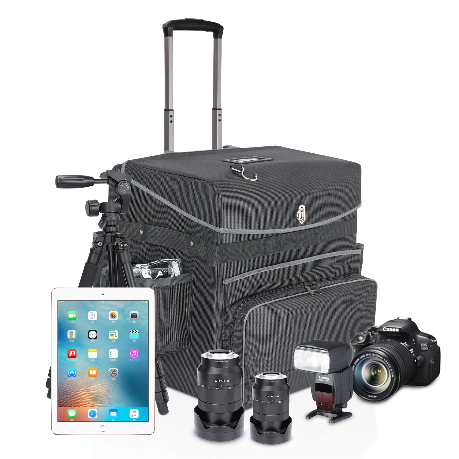 DSLR SLR Water-resistant and Shockproof Wheeled Photographer Camera Bag YCW 2-in-1 Rolling Camera Backpack Trolley Case