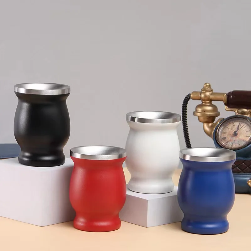 Набор тыквы Yerba Mate с двойными стенками, матовая чайная чашка из нержавеющей стали и набор Bombilla в комплекте с тыквой Yerba Mate (чашка) с одной бутылкой