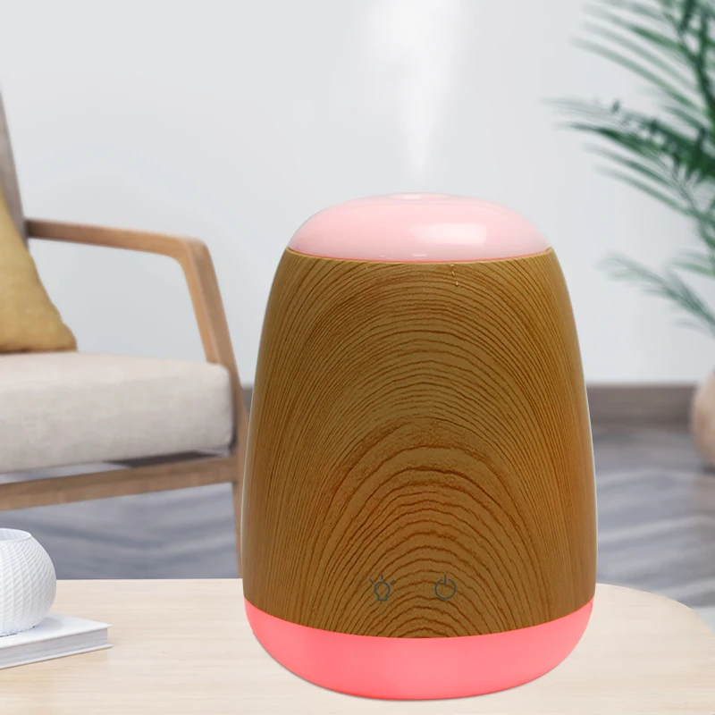 Room Colorful LED Mini Water Mist Essential Oil Diffuser Air Humidifier Aromatherapy Wood Grain Humidifier