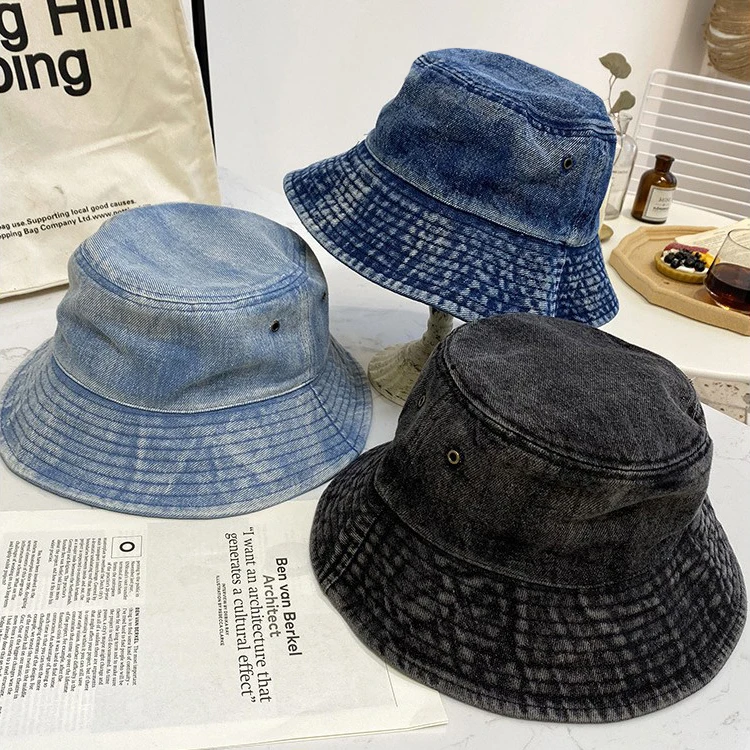 
xiziDistressed Vintage Wide Brim Jean Denim Fisherman Bucket Hats 