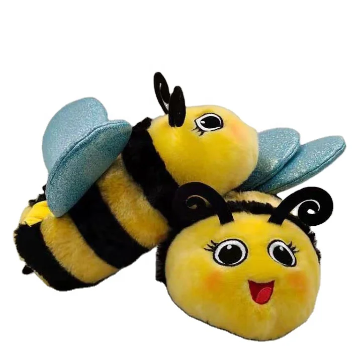 Wholesale custom high quality OEM/ODM hot sale winter stuffed plush toy 10.5 inch(internal 9inch)  Bee plush Slippers