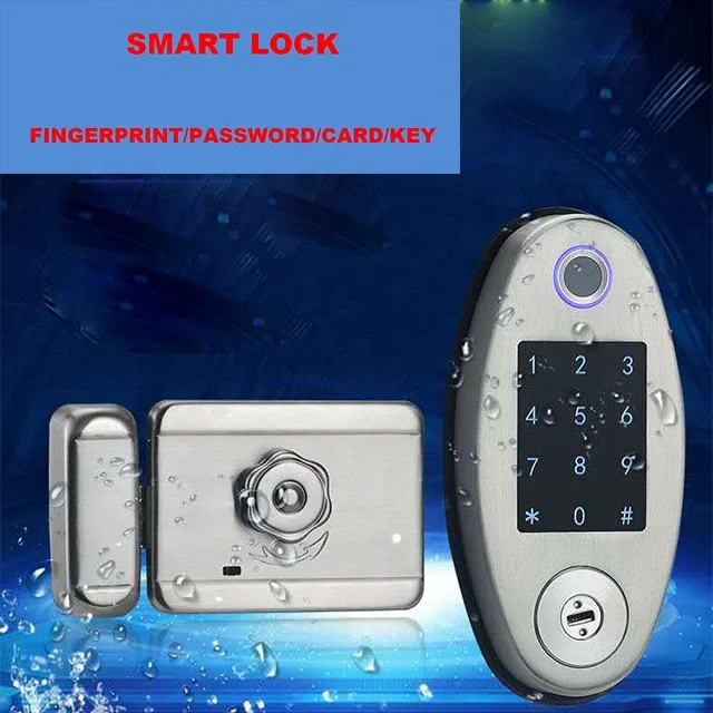 Smart Fingerprint Lock Electric Biometric Lock Zinc Alloy Wooden Metal Door for Indoor Home Smart Digital Electronic Lever Lock