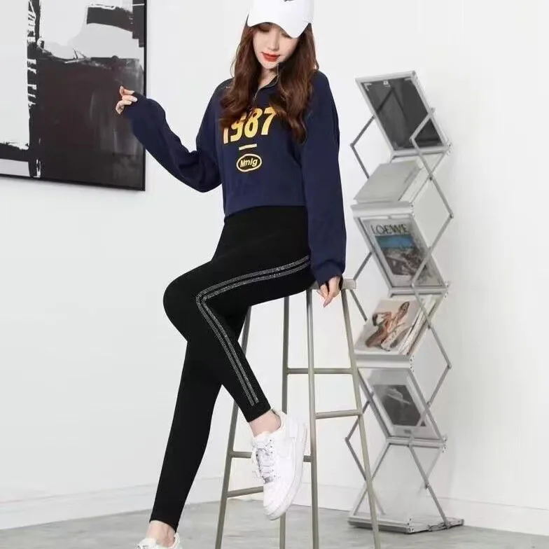 New Modal hot drill leggings Winter warm and fleecy niners high-waisted stretch hip lift yoga pants