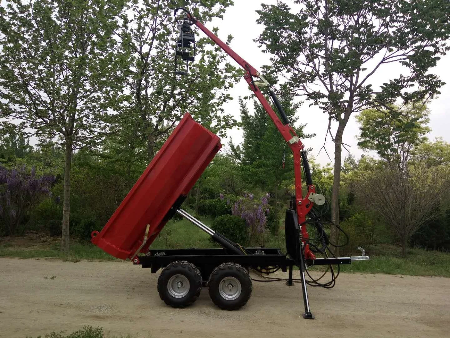 Small tandem tow behind tractor trailer for atv in motorcycle car automatic transmission