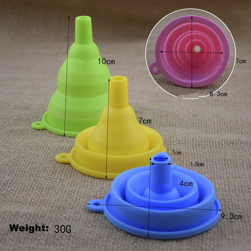 Пищевая Гибкая Складная портативная посуда, многофункциональная силиконовая воронка для кухни