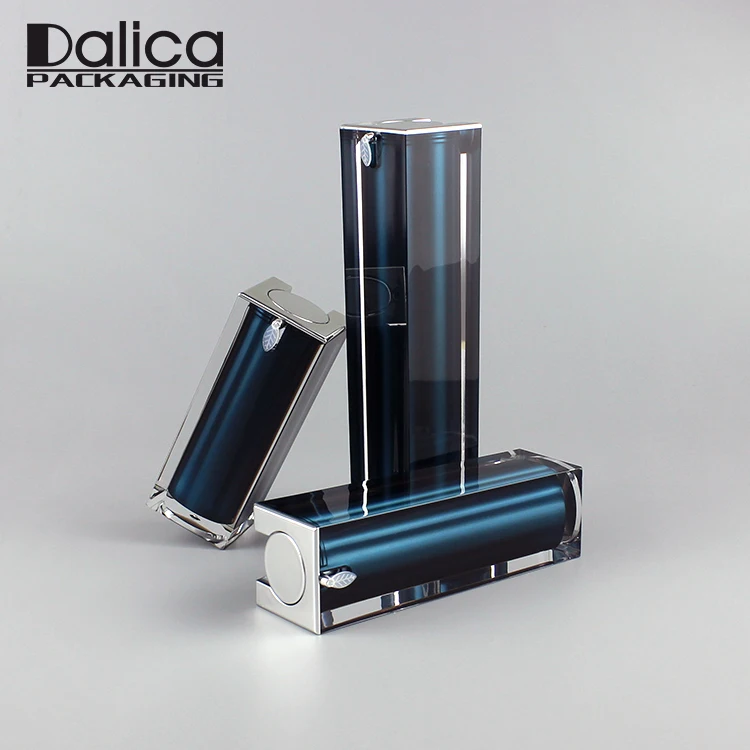 Promotional Luxury Blue Empty Square Cosmetic Vacuum Airless Pump Bottle