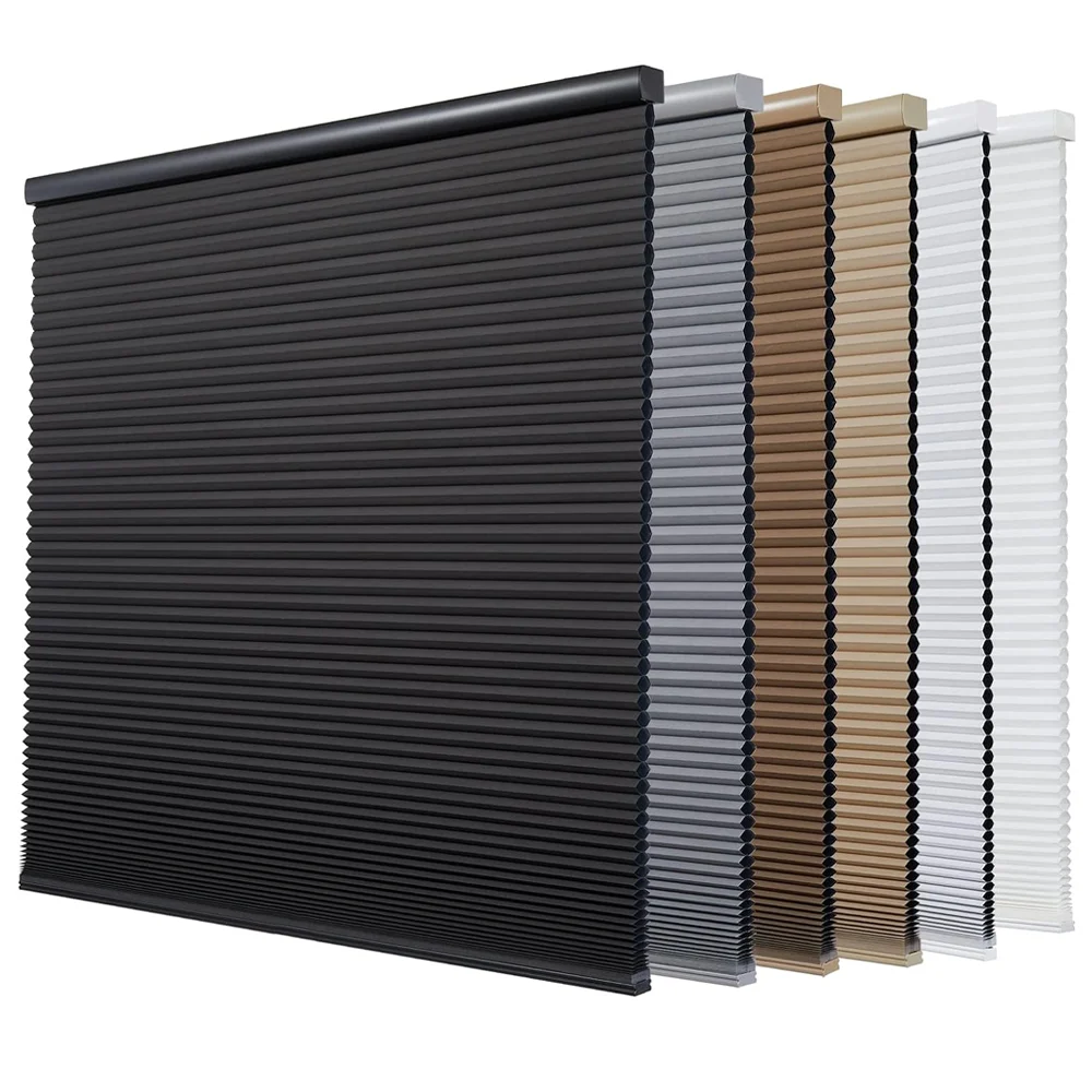 No Drill Luxury Motorized Window Cellular Honeycomb Blinds Shades Blackout For Home