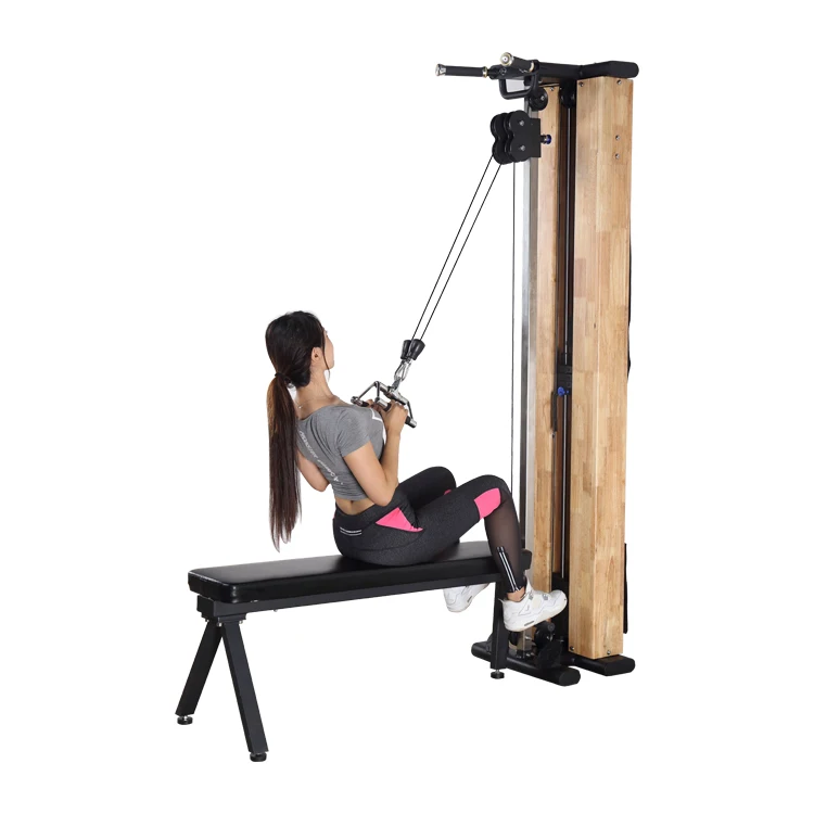 Commercial Home Wooden Pulley Single cable Crossover Wall Mounted Squat Rack Multi Function Station Machine Arm Strength Fitness