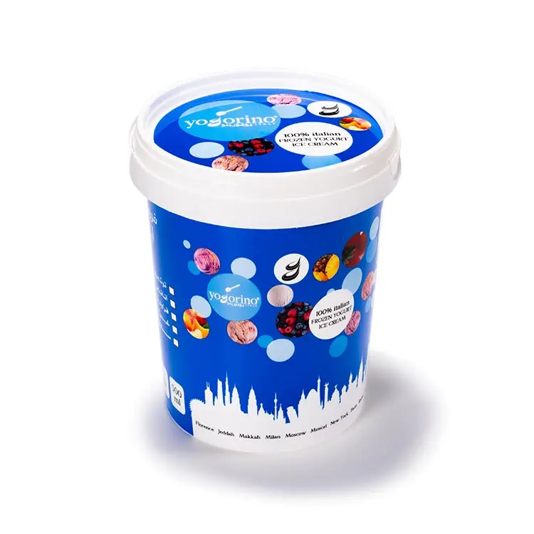 Iml storage bucket frozen yogurt packaging 16 oz colored plastic dessert ice cream container