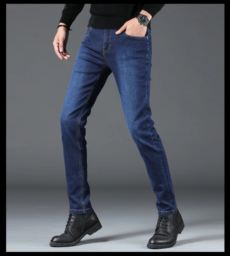 
2020 Autumn And Winter New Mens Denim Trousers Slim Wild Elastic Straight Casual Men Jeans 