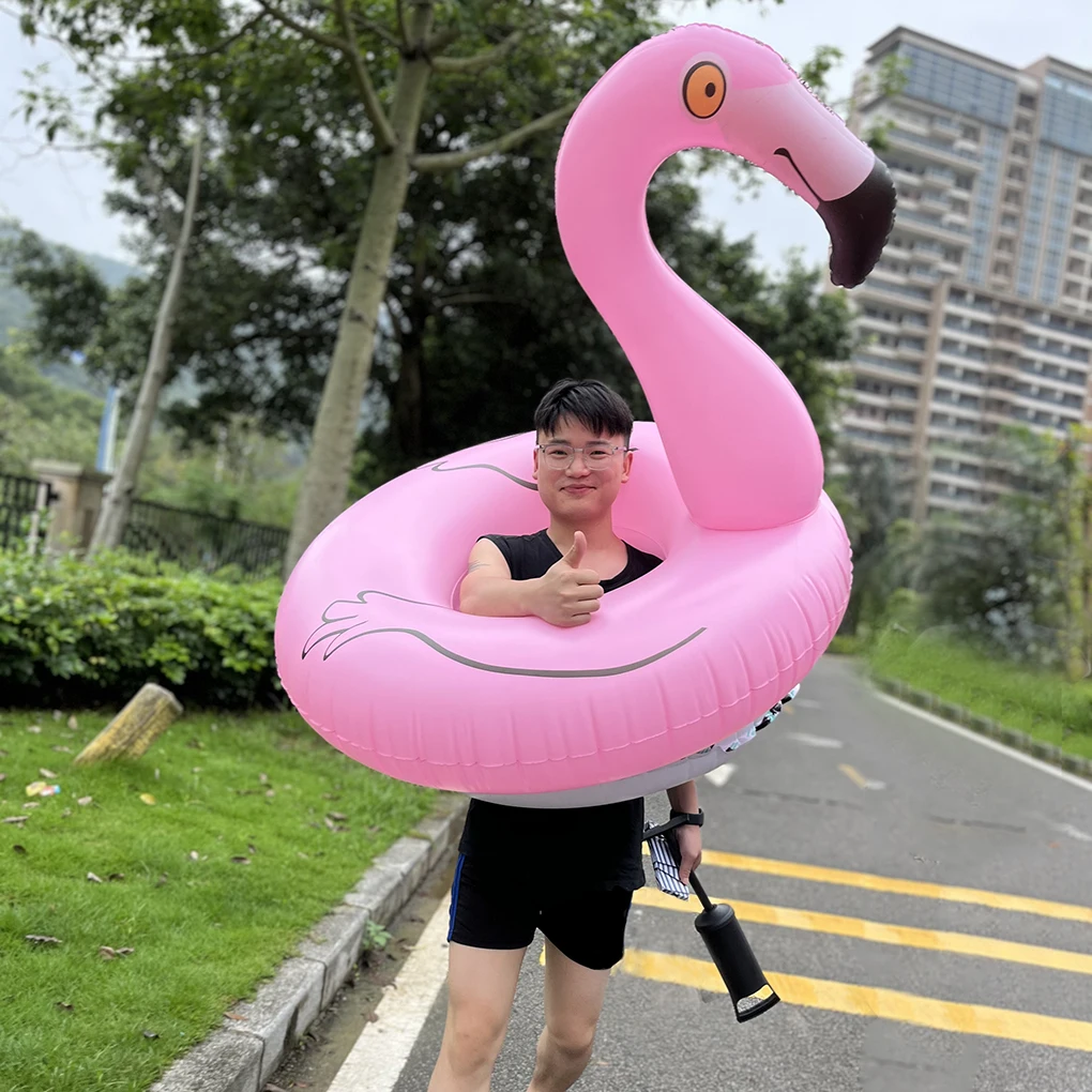 Custom Portable pool toys space saving inflatable flotadores flamingo swimming ring large swimming pool floats