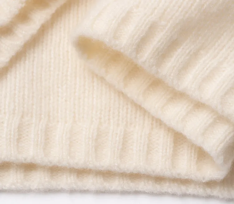 clean white bottom knit unlined upper cashmere sweater