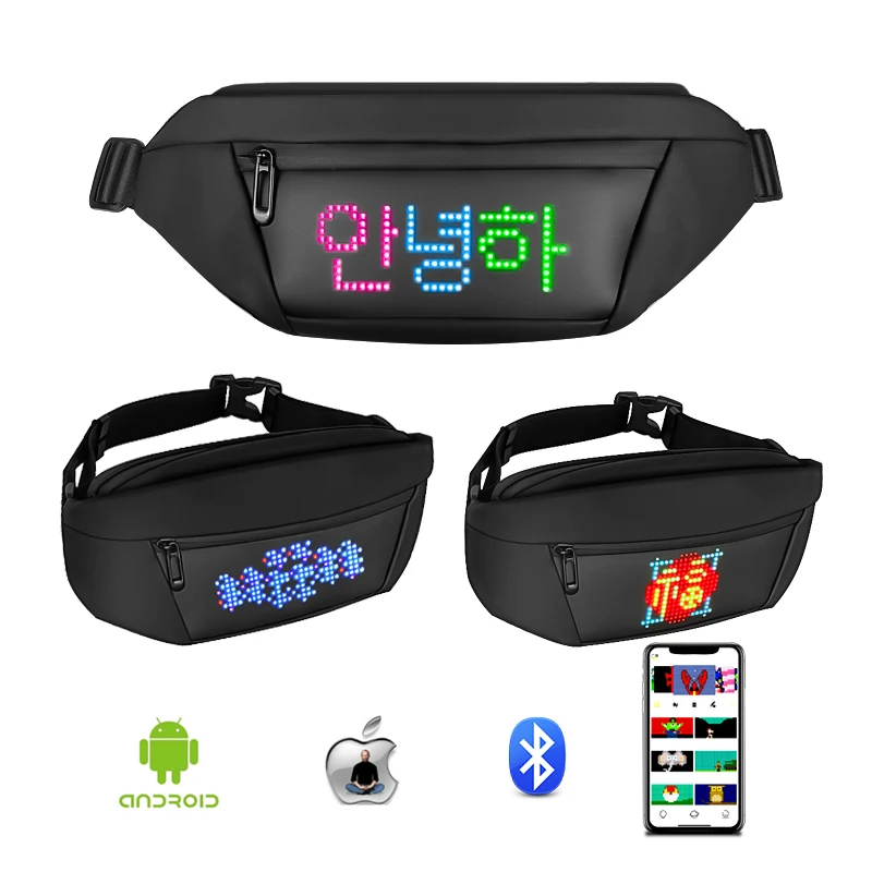 Stylish smart App control led fanny Bag Led Screen led cross Bag max Led Fanny Pack With Led screen Display