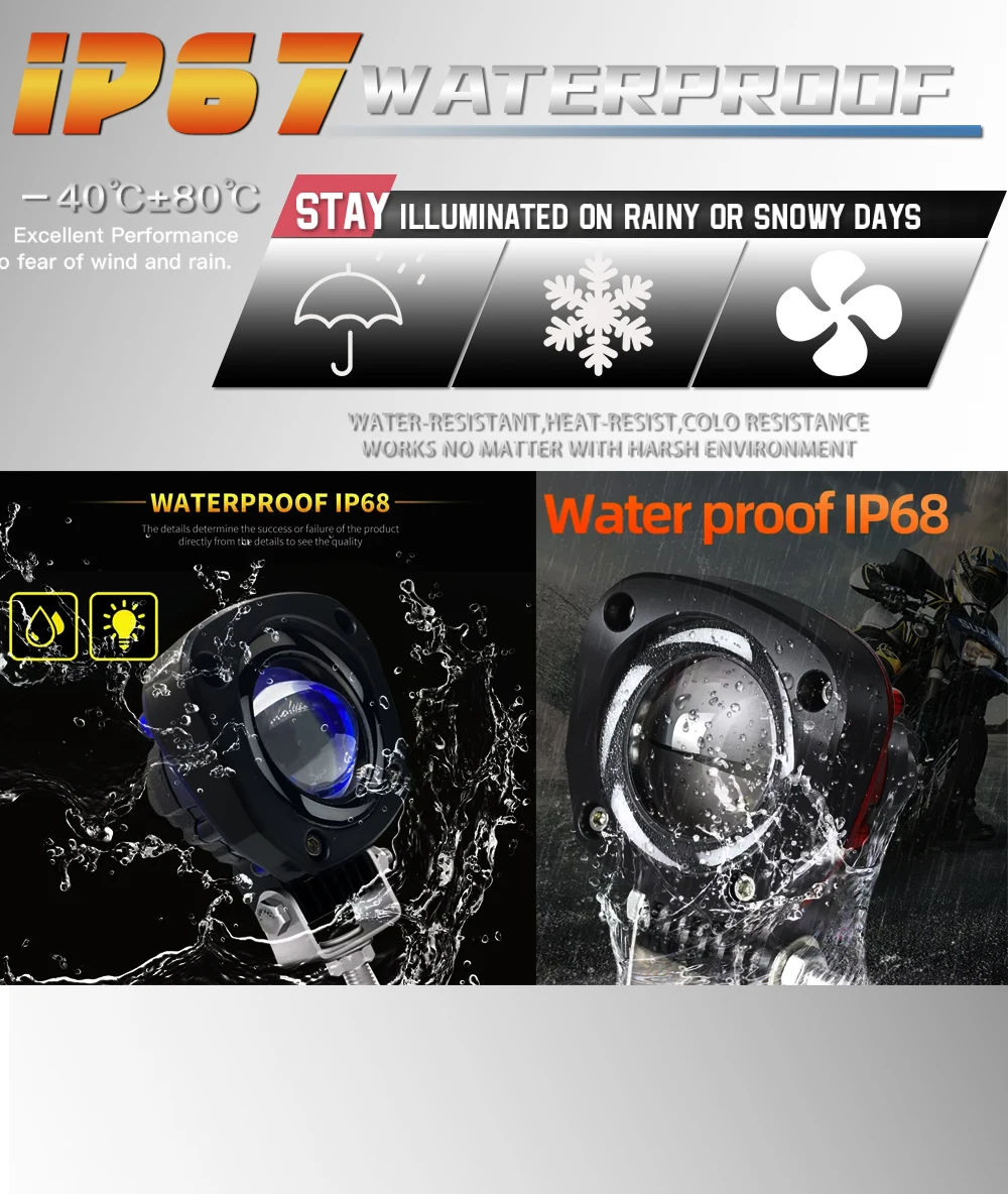 Motorcycle LED Lights With Angel Eyes Spotlight Motorcycle Lights Accessories Fog Lights For All Motorcycle models