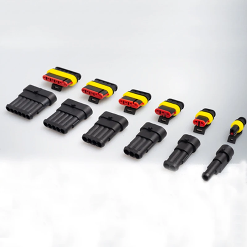 1 Set 1 2 3 4 5 6 Pin Way Super Seal AMP Electrical Connector Automotive Waterproof Xenon Lamp Male And Female Plug For Car