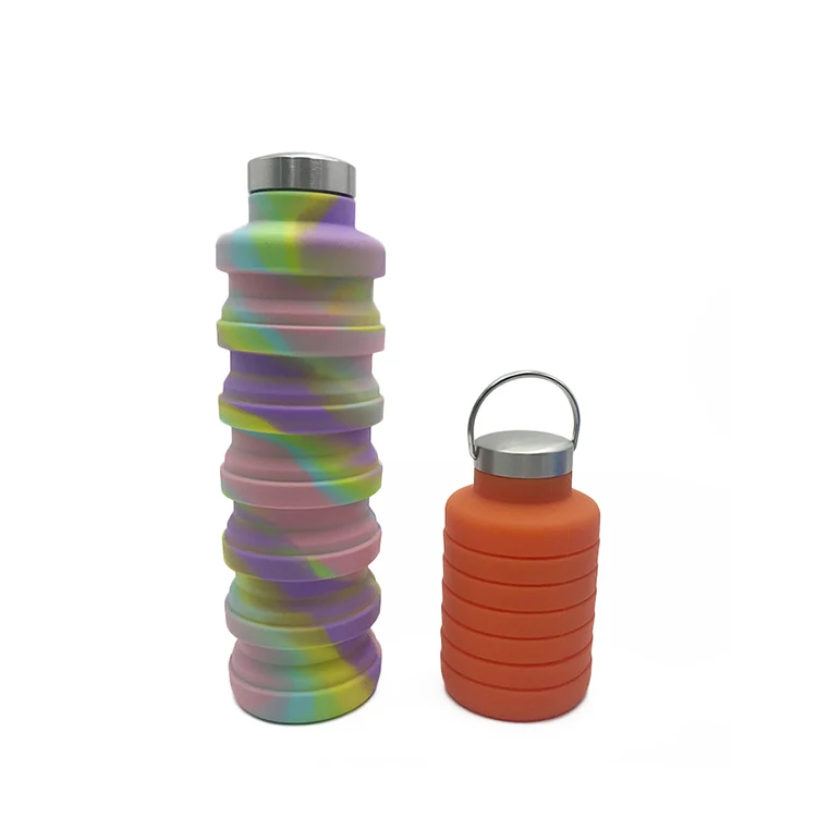 Горячая продажа 750 мл СВЧ безопасная Складная Пищевая силиконовая складная бутылка