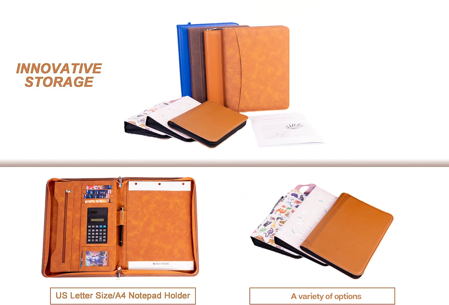 New Fashion PU Leather A4 Document Folder Portfolio Padfolio zipper board Conference Signature Folder