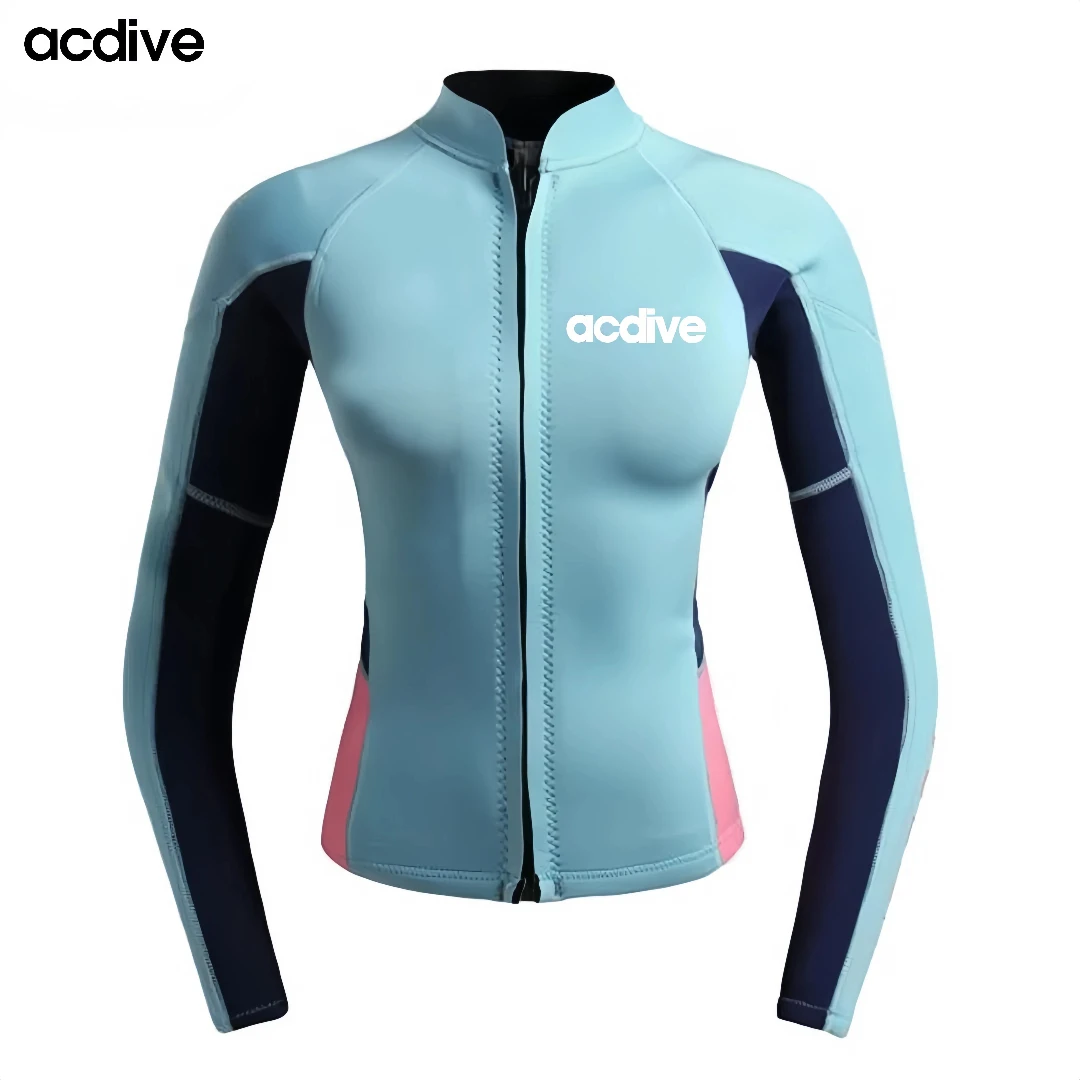 Manufacturer Customized 2mm Ultra Stretchy Neoprene Women Surfing Snorkeling Diving Aqua Sports Jacket