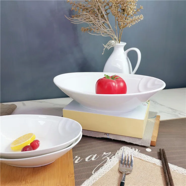 Chinese Factory Ceramic Oval Plate Salad Soup Ceramic Plate Food Curry Bowl