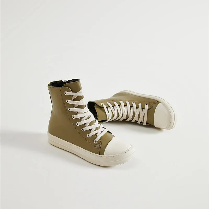 Casual Canvas Shoes Luxury Trainers Ankle Lace Up Women Sneaker Zip up High TOP Streetwear Flats Black Sneakers Boots