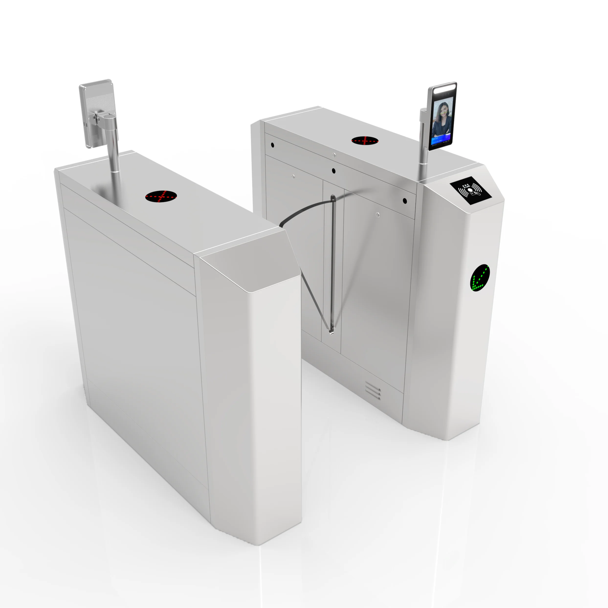 Indoor Office Speed Brushless Motor Security   Flap Barrier Turnstile  With Biometric Rfid Card Reader for Pedestrian Access