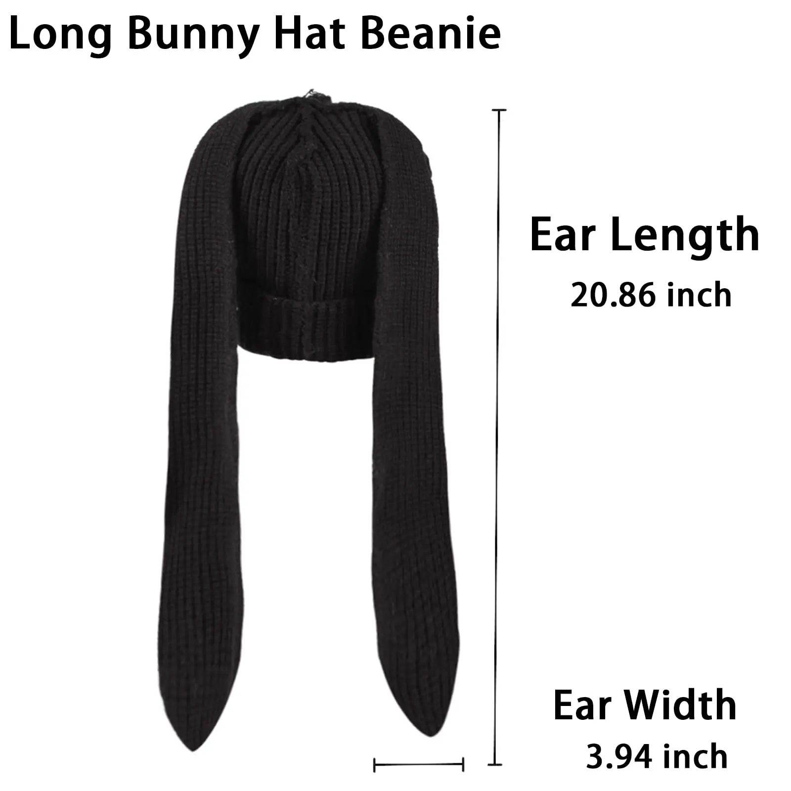 Outdoor Slouchy Funny Hat Fluffy Winter Skull Cap Warm Knit Crochet Custom Rabbit Bunny Ear Beanie