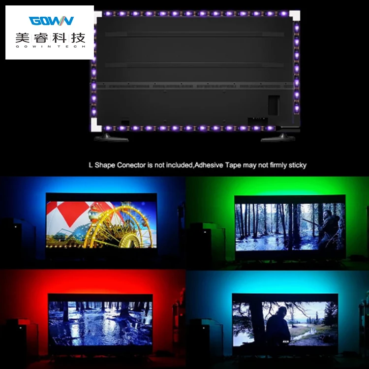 Smart DC5V USB 1M 2M TV Background Lighting Adhesive Tape IP20 / IP65 Flexible SMD 5050 USB RGB LED Strip