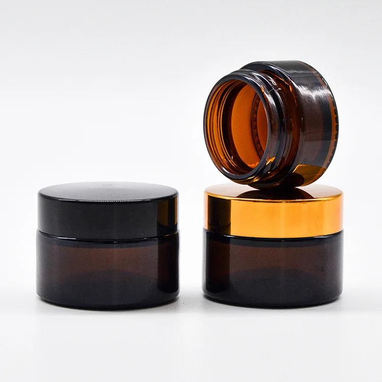10ml 20ml 30ml 50ml cosmetic glass cream jar amber brown with lid matte black wide mouth glass jar