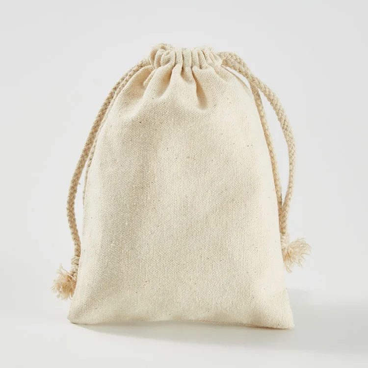 Wholesale custom small drawstring jute bag colored with printed logo hemp burlap bags for gift package eco cotton bag pouch